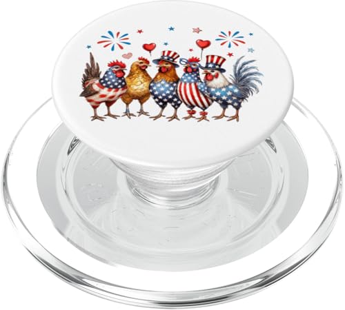 Patriotische Hühner, amerikanische Flagge, 4. Juli, Halbjahrhundert PopSockets PopGrip für MagSafe Patriotische Hühner, amerikanische Flagge, 4. Juli, Halbjahrhundert PopSockets PopGrip für MagSafe von July 4th Tees NYC