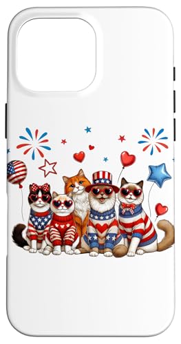 Patriotische Katzen, 4. Juli, halbjährliche Katze, amerikanische Flagge Hülle für iPhone 16 Pro Max Patriotische Katzen, 4. Juli, halbjährliche Katze, amerikanische Flagge Hülle für iPhone 16 Pro Max von July 4th Tees NYC