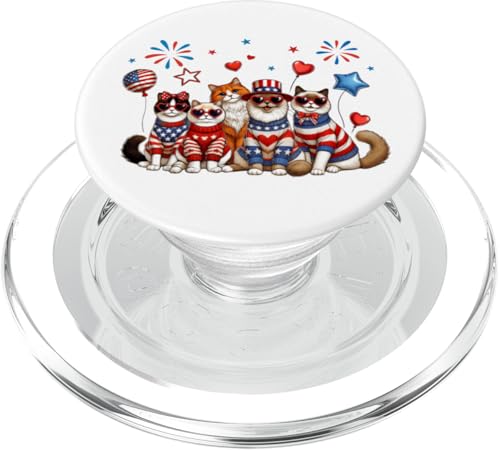 Patriotische Katzen, 4. Juli, halbjährliche Katze, amerikanische Flagge PopSockets PopGrip für MagSafe Patriotische Katzen, 4. Juli, halbjährliche Katze, amerikanische Flagge PopSockets PopGrip für MagSafe von July 4th Tees NYC