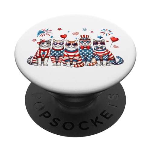 Patriotische Katzen, amerikanische Flagge, Katze, Mutter, Vater, 4. Juli PopSockets Klebender PopGrip Patriotische Katzen, amerikanische Flagge, Katze, Mutter, Vater, 4. Juli PopSockets Klebender PopGrip von July 4th Tees NYC
