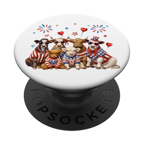 Patriotische Kühe Highland Milchmilch Moo Amerikanische Flagge 4. Juli PopSockets Klebender PopGrip Patriotische Kühe Highland Milchmilch Moo Amerikanische Flagge 4. Juli PopSockets Klebender PopGrip von July 4th Tees NYC