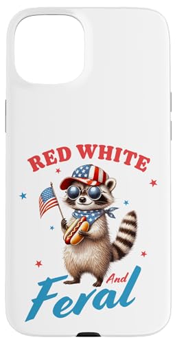 Red White And Feral Waschbär 4. Juli Hot Dog Patriotisch Lustig Hülle für iPhone 15 Plus Red White And Feral Waschbär 4. Juli Hot Dog Patriotisch Lustig Hülle für iPhone 15 Plus von July 4th Tees NYC