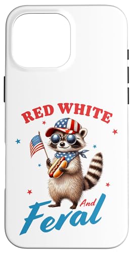 Red White And Feral Waschbär 4. Juli Hot Dog Patriotisch Lustig Hülle für iPhone 16 Pro Max Red White And Feral Waschbär 4. Juli Hot Dog Patriotisch Lustig Hülle für iPhone 16 Pro Max von July 4th Tees NYC
