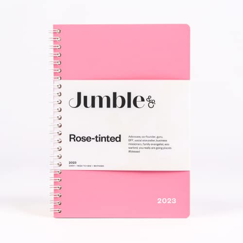 Jumble & Co Convo A5 Wochenansicht, Spiralbindung, 2023, Rosa, getönt, Wochenplaner mit gepunkteten Seiten von Jumble and Co