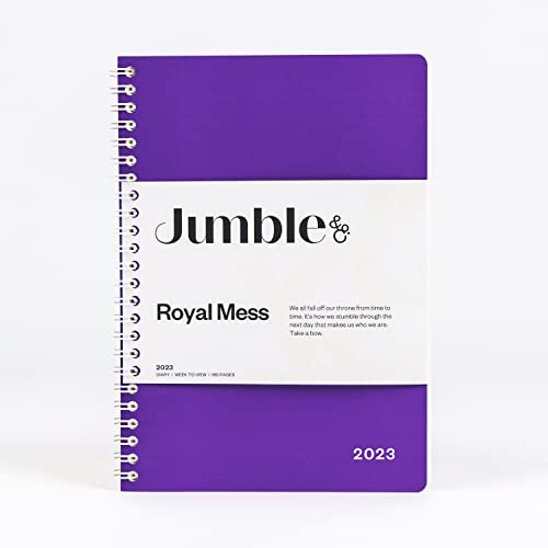 Jumble & Co Convo A5 Wochenansicht Spiralbindung 2023 Terminplaner Royal Mess Purple – Wochenplaner mit gepunkteten Seiten von Jumble and Co