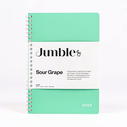 Jumble & Co Convo A5 Wochenansicht Spiralbindung 2023 Terminplaner Sour Grape Teal – Wochentagebuch mit gepunkteten Seiten von Jumble and Co