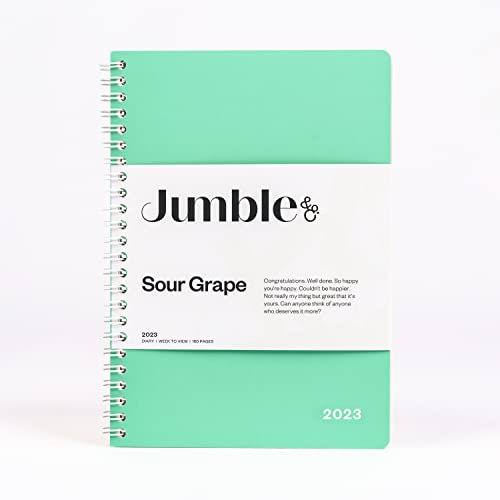 Jumble & Co Convo A5 Wochenansicht Spiralbindung 2023 Terminplaner Sour Grape Teal – Wochentagebuch mit gepunkteten Seiten von Collins