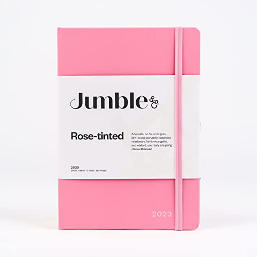 Jumble & Co Moodler A5 Wochenansicht 2023 Rose-getöntes Pink – Wochenplaner mit gepunkteten Seiten von Jumble and Co