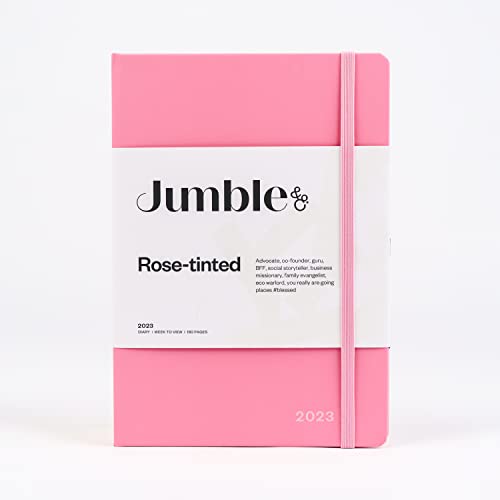 Jumble & Co Moodler A5 Wochenansicht 2023 Rose-getöntes Pink – Wochenplaner mit gepunkteten Seiten von Collins