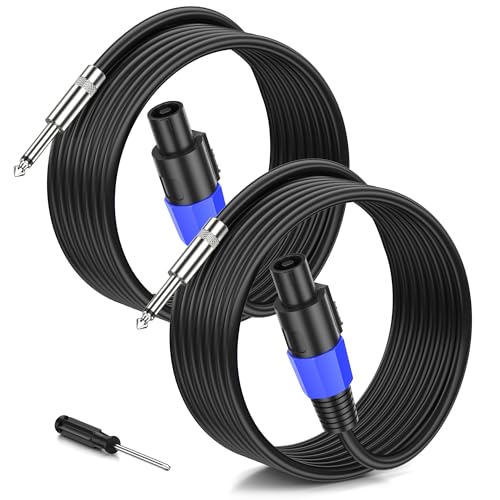 Jumwa 15M 2pack Speakon zu 1/4" TS Lautsprecherkabel M-M für Audio Verstärker 12 Guage Cord Wire Kabel mit Twist Lock DJ/PA Connector für Heavy Duty Audio von Jumwa