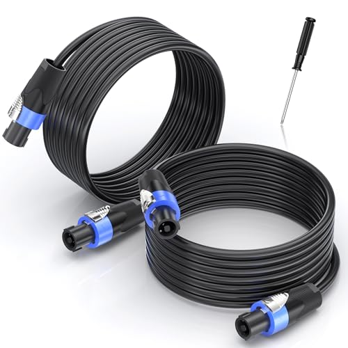 Jumwa 15M 2pack Speakon zu Speakon Lautsprecherkabel 12 Guage Cord Wire für Audio-Verstärker mit Twist Lock für DJ/PA Heavy Duty Audio von Jumwa