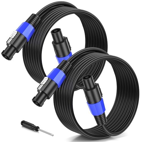 Jumwa 2M 2pack Speakon zu Speakon Lautsprecherkabel M-M für Audio Verstärker 12 Guage Cord Wire Kabel mit Twist Lock DJ/PA Stecker für Heavy Duty Audio von Jumwa