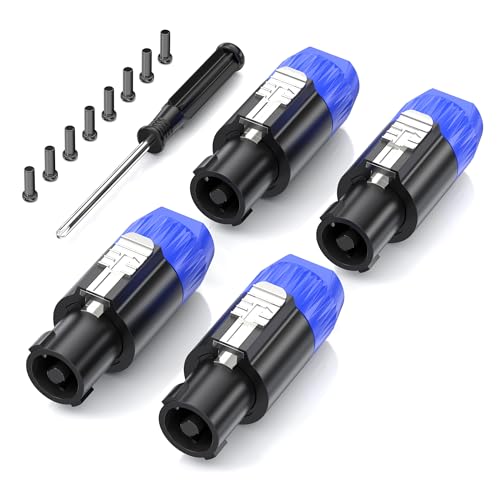 Jumwa 4Pack Speakon Stecker mit Schraubendreher Audio Lautsprecher Adapter Stecker Twist Lock Kompatibel mit Speakon NL4FC, NL4FX, NLT4X, NL2FC, Type3 Jumwa 4Pack Speakon Stecker mit Schraubendreher Audio Lautsprecher Adapter Stecker Twist Lock Kompatibel mit Speakon NL4FC, NL4FX, NLT4X, NL2FC, Type3 von Jumwa