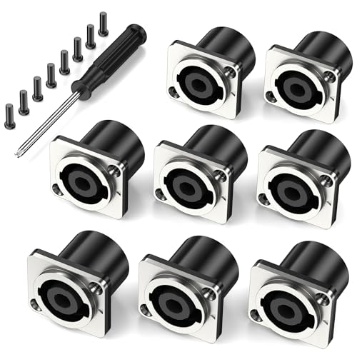 Jumwa 8Pack 4 Pole Speakon Panel Twist Lock Lautsprecher Buchse Metall Panel Jack Montage Kompatibel mit Neutrik Speakon NL4MP, NL4MPR, NL4FC, NL4FX, NLT4X, NL4 Serie, Type5 Jumwa 8Pack 4 Pole Speakon Panel Twist Lock Lautsprecher Buchse Metall Panel Jack Montage Kompatibel mit Neutrik Speakon NL4MP, NL4MPR, NL4FC, NL4FX, NLT4X, NL4 Serie, Type5 von Jumwa