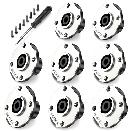 Jumwa 8Pack 4 Pole Speakon Panel Twist Lock Lautsprecher Buchse Metall Rund Panel Jack Montage Kompatibel mit Neutrik Speakon NL4MP, NL4MPR, NL4FC, NL4FX, NLT4X, NL4 Serie, NL2FC, Type8 von Jumwa