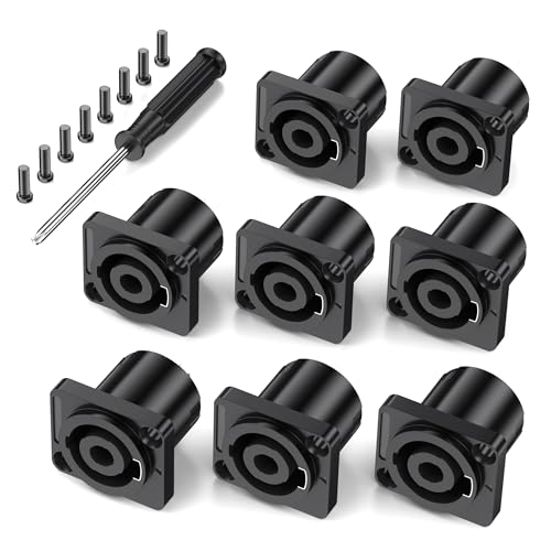 Jumwa 8Pack 4 Pole Speakon Panel Twist Lock Lautsprecher Buchse Square Panel Jack Montage Kompatibel mit Neutrik Speakon NL4MP, NL4MPR, NL4FC, NL4FX, NLT4X, NL4 Serie, NL2FC, Type6 Jumwa 8Pack 4 Pole Speakon Panel Twist Lock Lautsprecher Buchse Square Panel Jack Montage Kompatibel mit Neutrik Speakon NL4MP, NL4MPR, NL4FC, NL4FX, NLT4X, NL4 Serie, NL2FC, Type6 von Jumwa
