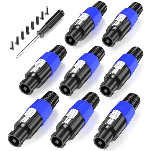 Jumwa 8Pack Speakon Stecker Twist Lock Audio Lautsprecherkabel Adapter Stecker mit Schraubendreher Kompatibel mit Speakon NL4FC, NL4FX, NLT4X, NL2FC, Type1 von Jumwa