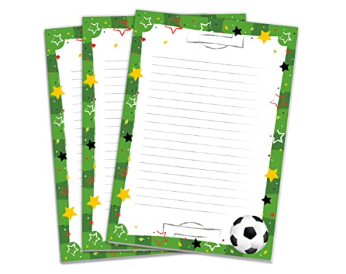 Blöcke Schreibblock mit Kindermotiv Fussball Fußball Briefpapier-Set für Mädchen Jungen (3 Blöcke mit je 25 Blätter in A5-Format) von Junapack
