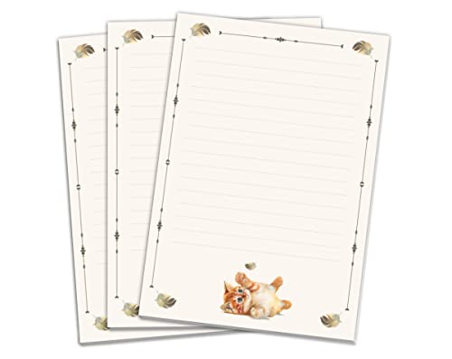 Junapack Schreibblock mit Kindermotiv Katze für Mädchen (3 Blöcke mit je 25 Blättern in A5-Format) von Junapack