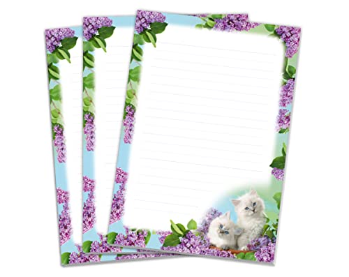 Blöcke Schreibblock mit Kindermotiv Katzen für Mädchen (3 Blöcke mit je 25 Blätter in A5-Format) von Junapack