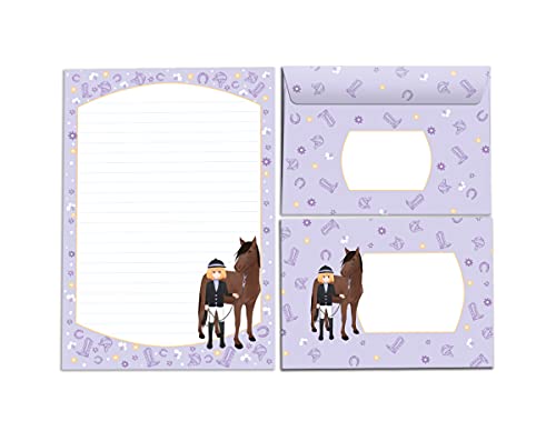 Briefblock mit Umschlag für Kinder Pferd mit Mädchen Briefpapier-Set (Block A5 mit 25 Blätter + 15 Umschläge) von Junapack