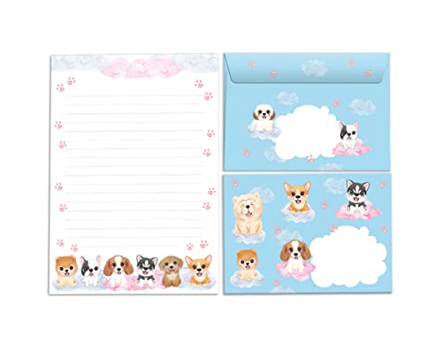Briefpapier-Set für Kinder Hunde Tiere Briefblock mit Umschlag für Mädchen und Jungen (Block A5 mit 25 Blätter + 15 Umschläge) von Junapack