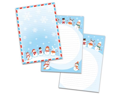 3 Blöcke Notizblock Weihnachten Weihnachtsbriefpapier Weihnachtspapier Brief an Weihnachtsmann liniert Kindermotiv für Mädchen Jungen (3 Blöcke/Variante 1 mit je 25 Blätter in A5-Format) von Junaversum