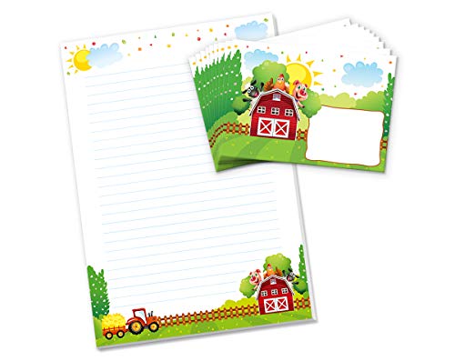 Briefblock mit Umschlag Bauernhof für Kinder Briefpapier-Set (Block A4 mit 25 Blätter + 15 Umschläge) von Junaversum