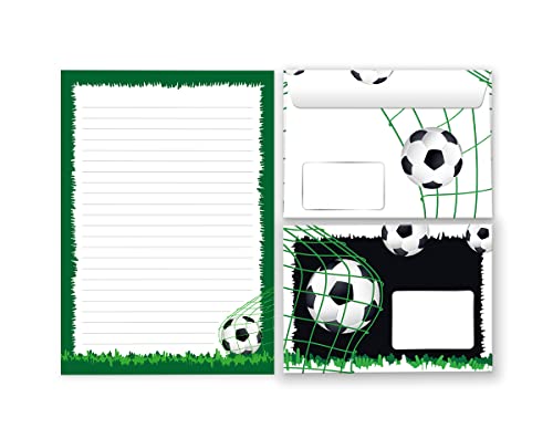Briefpapier-Set Briefblock mit Umschlag für Jungen Kinder Fussball Fußball (Block A5 mit 25 Blätter + 15 Umschläge) von Junaversum