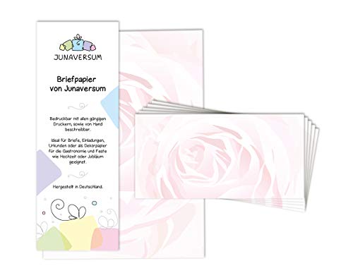 Briefpapier Umschläge Briefpapier-Set Rosen Rose Blumen für Einladungen Urkunden Hochzeit Geburtstag (10 Blätter + 10 Umschläge) von Junaversum
