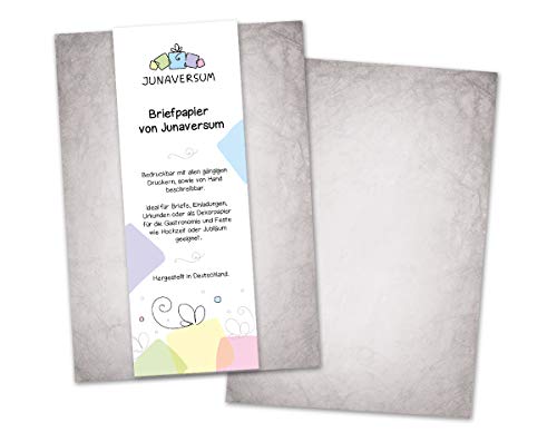 Briefpapier Vintage grau Motivpapier für Einladungen Urkunden Hochzeit Geburtstag 90 g/qm DIN A4 (10 Blätter) von Junaversum