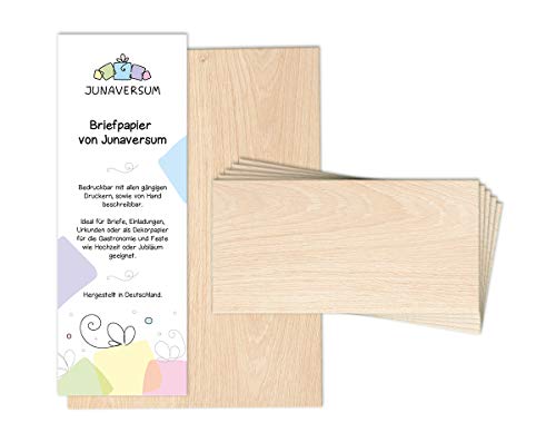 Briefpapier mit Umschlag Briefpapier-Set Holz braun beige Motivpapier für Einladungen Hochzeit Urkunden (50 Blätter + 50 Umschläge) von Junaversum