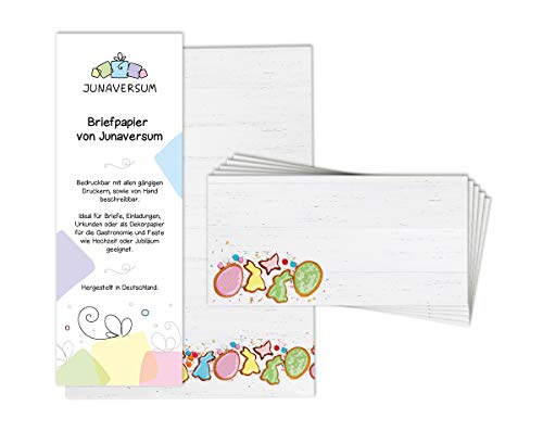 Briefpapier mit Umschlag Briefpapier-Set Ostern Osterhasen Motivpapier für Briefe Einladungen (25 Blätter + 25 Umschläge) von Junaversum