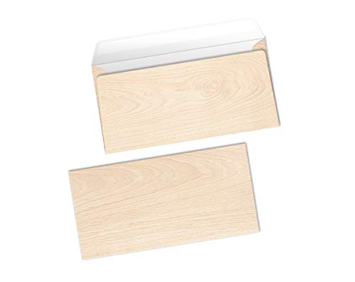 Briefumschläge Holz braun beige für Briefe Einladungen Hochzeit Geburtstag DIN lang-Format (50 Umschläge) von Junaversum