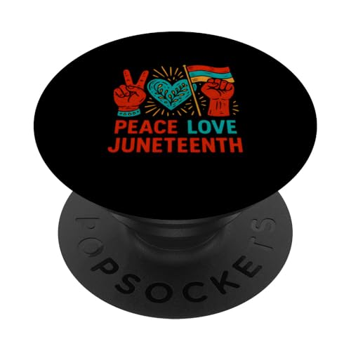 Peace Love Juneteenth Vintage Damen Black History Month PopSockets Klebender PopGrip Peace Love Juneteenth Vintage Damen Black History Month PopSockets Klebender PopGrip von Juneteenth Jubilee - Celebrating Black History
