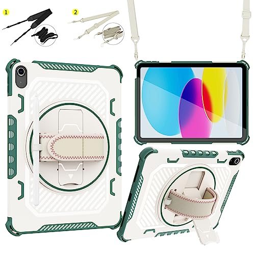 Junfire Schützhülle Kompatibel mit iPad 10.Generation(2022),Neu iPad 10.Gen hülle mit 360 Grad Schwenkständer,Hand Träger für iPad 10,9 Zoll 2022,Robust Duty Stoßfeste Schutzhülle mit iPad 10.Gen von Junfire