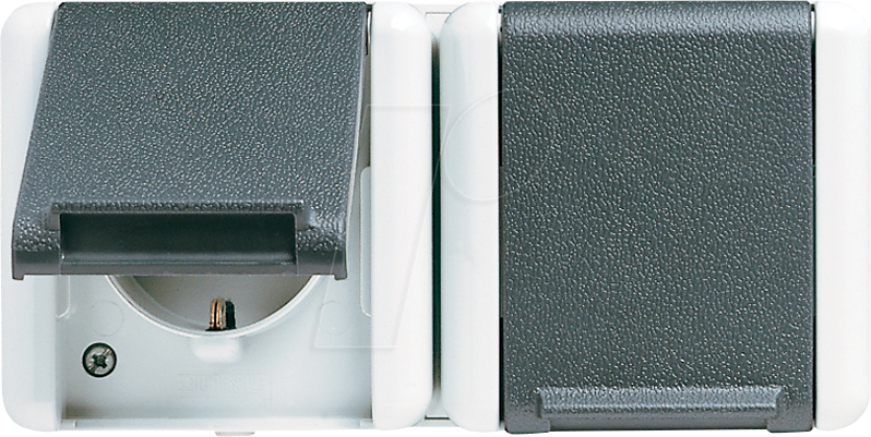 JG 8220 W - Steckdose mit Klappdeckel, 2-fach, waagerecht von Jung