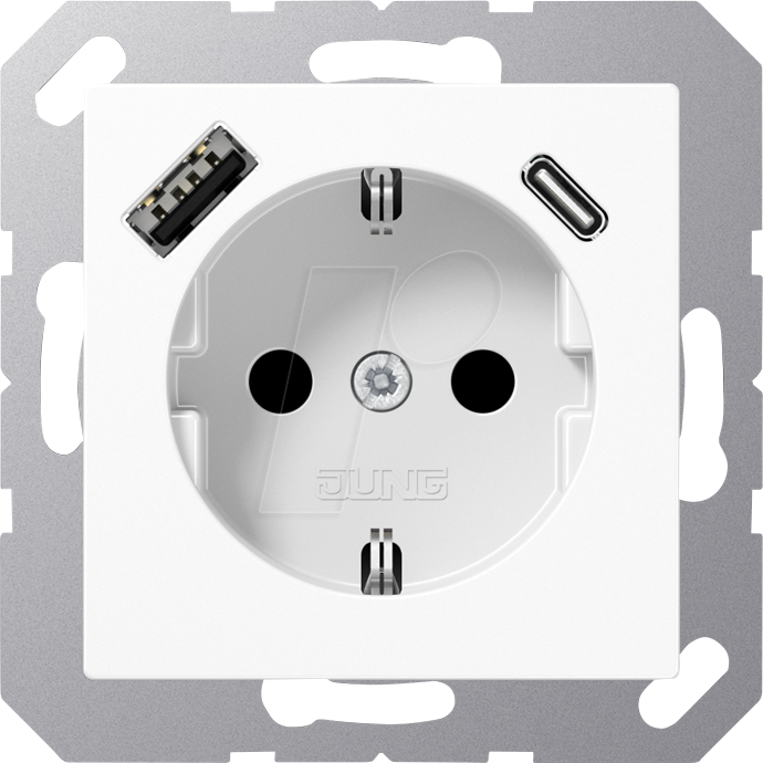 JG A1520-15 CAWW - Steckdose mit USB-Ladegerät Typ A + C, Serie AS/A, alpinweiß von Jung