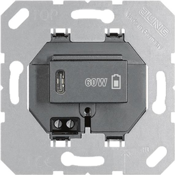 JUNG JG USB PD60 C SW USB-Ladegerät PD 1xTyp C schwarz (USBPD60CSW) von Jung