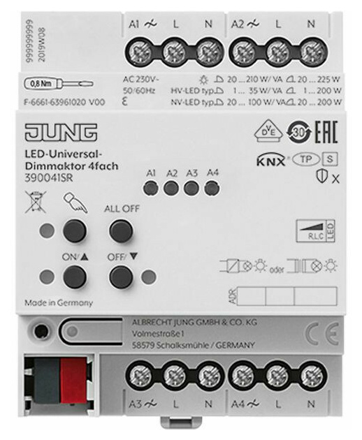 Jung 390041SR KNX LED-Universal-Dimmaktor 4fa von Jung