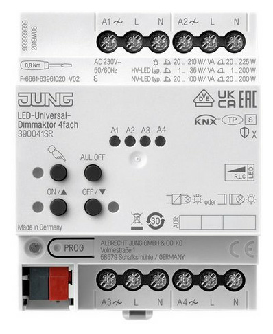 Jung 390041SR KNX LED-Universal-Dimmaktor 4fa Jung 390041SR KNX LED-Universal-Dimmaktor 4fa von Jung