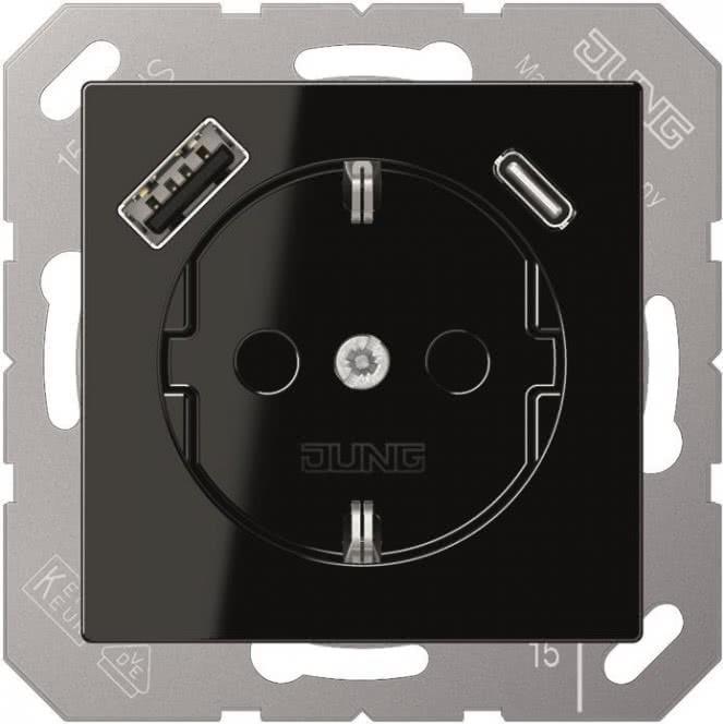 Jung SCHUKO Steckdose mit USB Typ AC A1520-15CASW (A1520-15CASW) von Jung