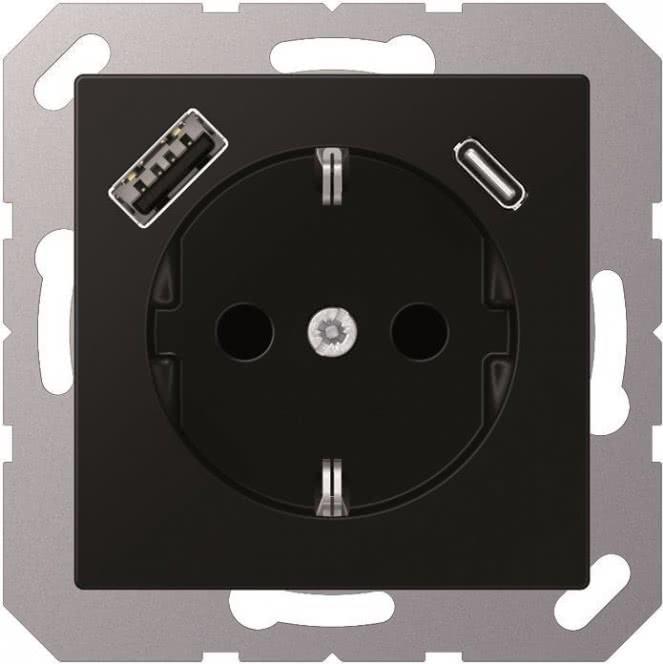 Jung SCHUKO Steckdose mit USB Typ AC A1520-15CASWM (A1520-15CASWM) von Jung