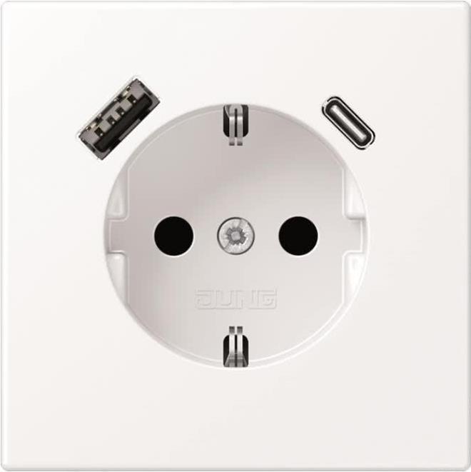 Jung SCHUKO Steckdose mit USB Typ AC LS1520-15CAWWM (LS1520-15CAWWM) von Jung