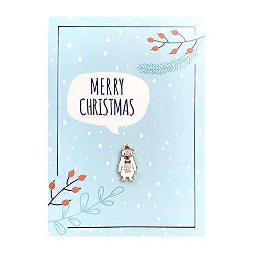 Weihnachtskarte mit Eisbär Ansteck-Pin | Kleines Geschenk zu Weihnachten mit Grußkarte | Merry Christmas Geschenkkarte mit Briefumschlag von Jungle Empire