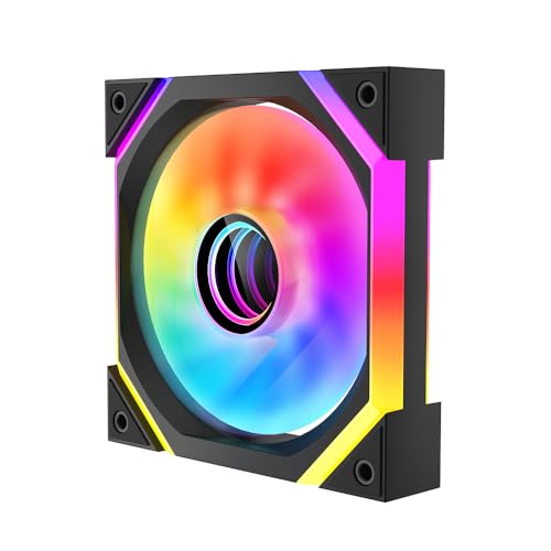 Jungle Leopard GALAXY-SE Infinity Mirror RGB PC Lüfter 120MM,1600±10% RPM,32 ARGB LEDs,5V3PIN ARGB und 12V4PIN PWM Lüfter (BK Reverse, 1) von Jungle Leopard