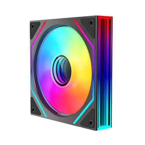 Jungle Leopard PRISM 4Ultra ARGB PC Lüfter 120MM Gehäuselüfter[Unendlichkeitsspiegel] 1850RPM RGB Lüfter 5V3PIN ARGB und 12V4PIN PWM (1, BK, Forward) von Jungle Leopard