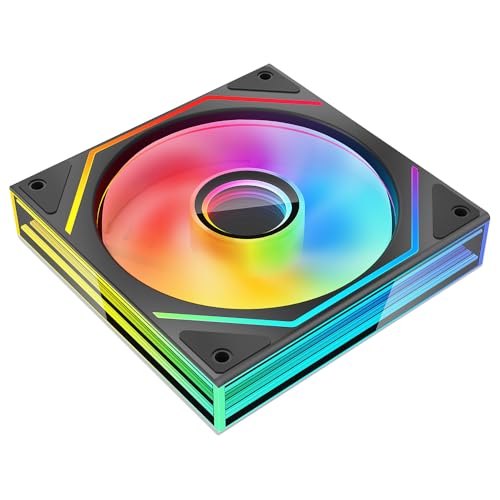 Jungle Leopard PRISM 6MAX 120mm RGB PC Lüfter mit PWM Control und ARGB Effekt,Design von drei rechteckigen unendlichen Spiegeln an der Seite (1, BK, Reverse Flow) von Jungle Leopard