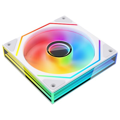 Jungle Leopard PRISM 6MAX 120mm RGB PC Lüfter mit PWM Control und ARGB Effekt,Design von drei rechteckigen unendlichen Spiegeln an der Seite (1, WH, Reverse Flow) von Jungle Leopard
