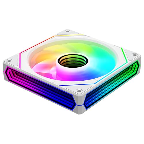 Jungle Leopard Prism 6PRO ARGB PWM Computer PC Lüfter 120mm,Drei unendliche Spiegel auf der Seite(White, Reverse Flow) von Jungle Leopard